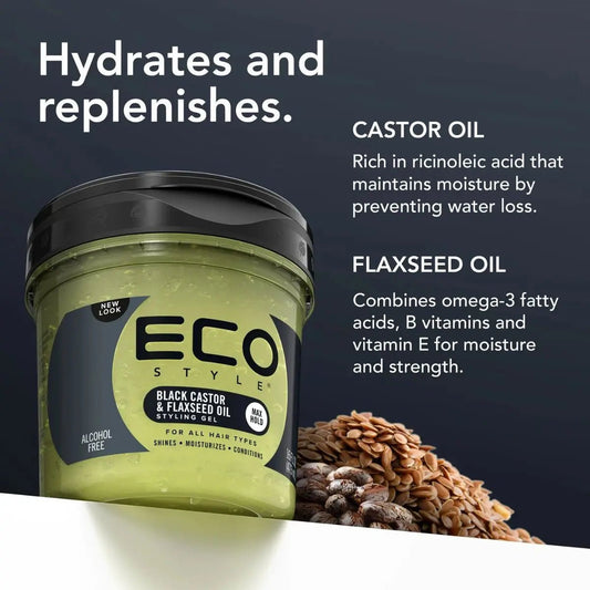 Eco Styler Black Castor & Flaxseed Oil Hair Styling Gel - 473ml - Sana Beauty NL
